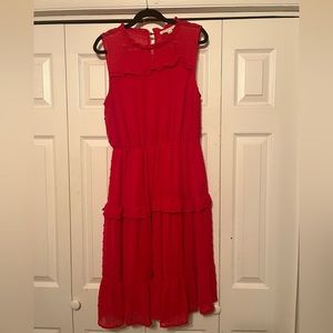 Womens red dress Swiss dot detail x-large